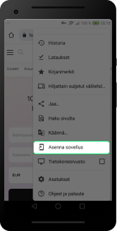 Pwa instruction Android Chrome